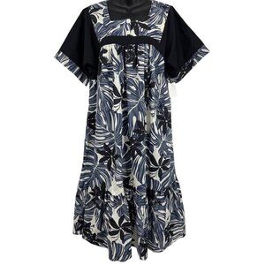 Good Times Blue White Women Dress Size XL Extra Large Short Sleeve Muumuu New